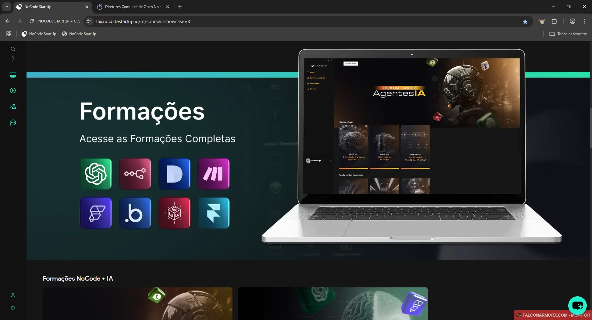 Área de membros Falcon X — NoCode e IA
